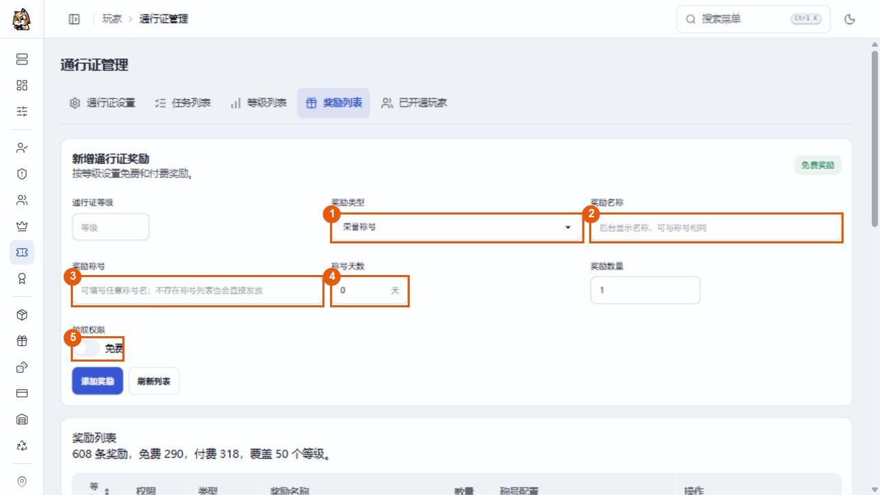荣誉称号奖励的名称、称号、天数和领取权限