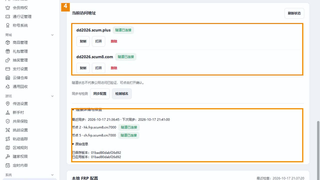 dd2026 两个域名及节点显示隧道已连接